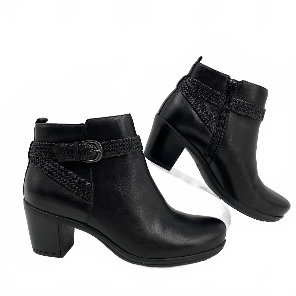 Abeo Black Leather Ankle Boots | 9 Regular, Buckle Strap